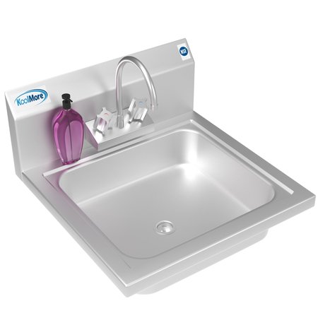 KOOLMORE NSF Stainless Steel Commercial Hand Sink with Goosneck Faucet 17" x 15" -Wall Mount Hand Wash Sink SH17-4GNF